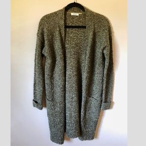 GARAGE Olive Green Long Cardigan with Pockets